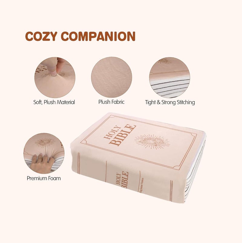 VKMON Bible Pillow Book Plush That Opens, for Teens Adults Christian Gifts, Cozy Faith Bible Pillow (White) - Image 4
